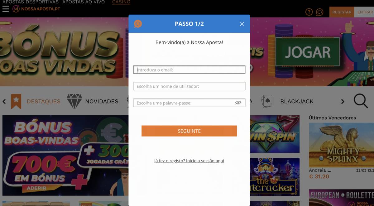 registro nossa aposta casino